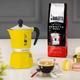 BIALETTI RAINBOW kotyogós kávéfőző 3 adag SÁRGA