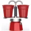 Bialetti Mini Express kotyogós kávéfőző szett, piros