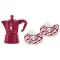 Bialetti Candyland Moka Express kotyogó bordó - 3 adag + csésze és csészealj szett 2db (5460)
