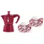 Bialetti Candyland Moka Express kotyogó bordó - 3 adag + csésze és csészealj szett 2db (5460)