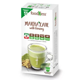FoodNess Matcha Latte Ginzenggel Nespresso kapszula - Glutén- és laktózmentes, 10 × 7 g