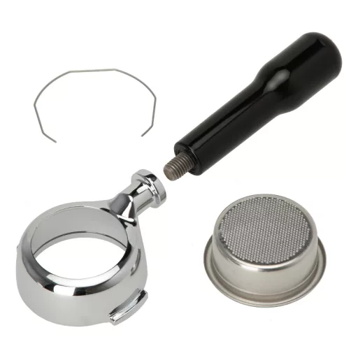 E61 kompatibilis fenék nélküli szűrőtartó kar 58 mm-es szűrőkosárral (ECM, Rocket, Quickmill)