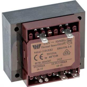 TRANSZFORMÁTOR 230V 50/60Hz 9/15,5V