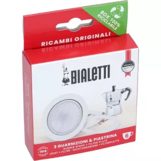 Bialetti tömítés és szűrő csomag 6 csészés kávéfőzőkhöz (3 db tömítés + 1 db szűrő)