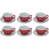 6 Porcelán Csésze Latte Art Vörös