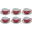 6 Porcelán Csésze Latte Art Vörös