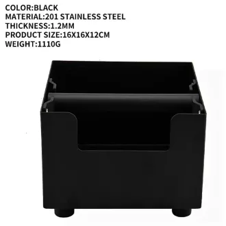   Saválló zacckiütő doboz, knock box, fekete (16 x 16 x 12 cm)