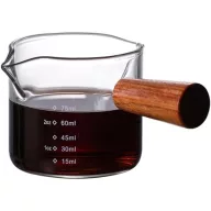 Dupla csőrű üveg mérőpohár fa fogantyúval (75 ml)