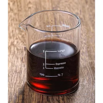 Üveg mérőpohár kávéhoz, szitanyomásos skálával (90 ml)