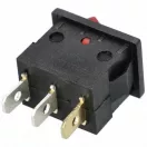 Világító billenőkapcsoló 6A/250V AC (piros, 3-pólusú, 21x15 mm)