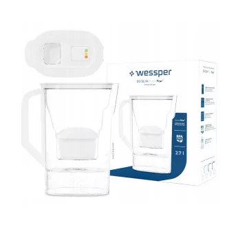   Wessper D3 Slim Futureflow AquaMax szűrőkancsó 2,7 l +ajándék vízszűrő (fehér)