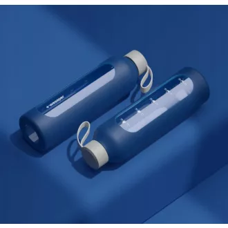 Wessper Activemax B1 Boroszilikát Motivációs Üvegpalack szilikon tokkal (1 liter, sötétkék)