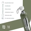 Wessper Activemax Crystalline motivációs üvegpalack, olíva zöld (1 literes)