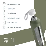   Wessper Activemax Crystalline motivációs üvegpalack, olíva zöld (1 literes)