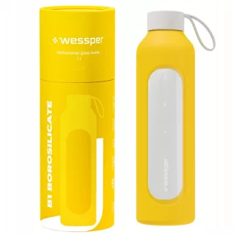 Wessper B1 BOROSILICATE motivációs üvegpalack, sárga (1 l)