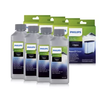 4x Philips CA6903/10 AquaClean vízszűrő és 4x Philips Saeco CA6700/10 vízkőoldó szett (4+4 db)