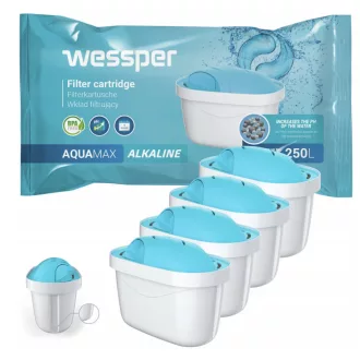4 db Wessper AquaMax Alkaline lúgos vízszűrő patron (Brita Maxtra+, Dafi Unimax kompatibilis)