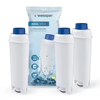   3 db Wessper AquaLunga vízszűrő patron (kompatibilis: Delonghi SER3017, DLSC002)
