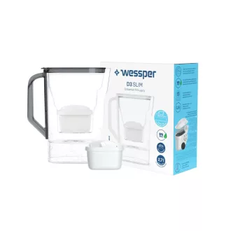   Wessper D3 Slim Aquamax 2,7 literes vízszűrő kancsó (fekete)