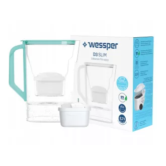   Wessper D3 Slim Aquamax 2,7 literes vízszűrő kancsó (zöld)