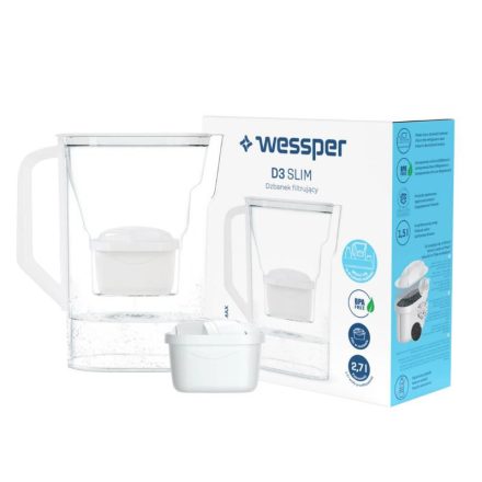Wessper D3 Slim Aquamax 2,7 literes vízszűrő kancsó (fehér)